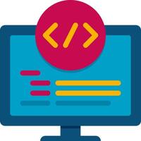 A computer monitor with a code symbol on it vector
