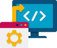 A computer monitor with a code symbol on it vector