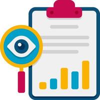 A clipboard with a magnifying glass and a chart vector