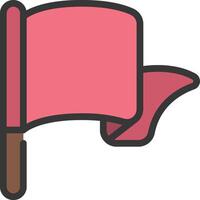 A pink flag with a wooden stick vector