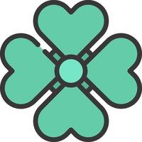 A green clover with four hearts in the center vector