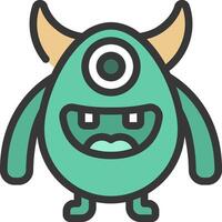 A cartoon green monster with horns and eyes vector