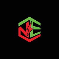 NE Initial logo concept with electric template vector