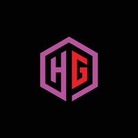 HG logo monogram with shield shape design template vector