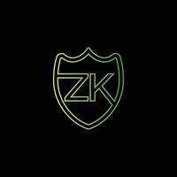 ZK logo monogram with shield shape design template vector