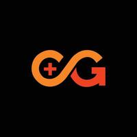 CG logo monogram emblem style with crown shape design template vector