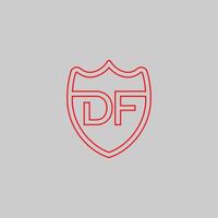 DF letter Logo with Shield, DF shield logo template design vector
