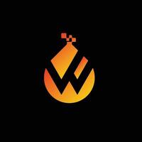 W tech logo design template, W tech logo, W technology vector