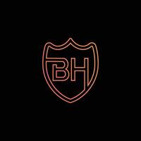 BH letter Logo with Shield, BH shield logo template design vector