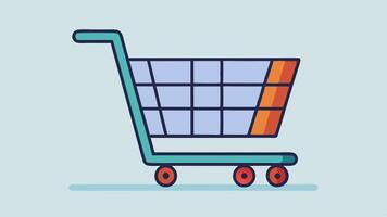 Diagonal Angle A shopping cart viewed from a diagonal angle showing the front and side. The cart is empty with clean lines and ample white space around it.. vector