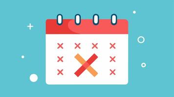 Calendar Marked Day Without Purchases A calendar page with a bold X over a specific date highlighting the day designated for no purchases decorated with simple icons of goods and. vector