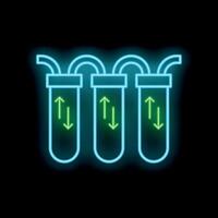 Neon icon of water filters showing water purification process vector