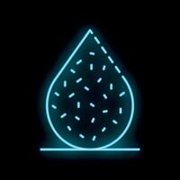 Glowing neon line dirty water drop icon isolated on black background water pollution contamination concept vector illustration