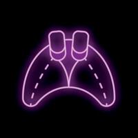 Neon sign representing video game controller glowing in dark background vector