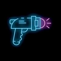 Brightly glowing neon line flashlight for a scuba diver shining underwater on a black background vector