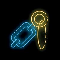 Neon chain link connecting to a circle on black background vector