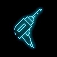 Neon style icon of a drilling machine on black background vector