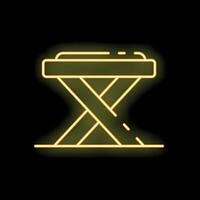 Glowing neon line camping portable tourist stool icon isolated on black background vector illustration
