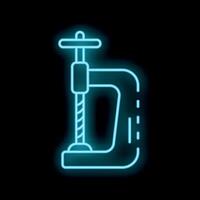 Neon glowing clamp tool on a black background vector