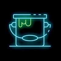 Glowing neon line paint bucket icon isolated on a black background vector illustration
