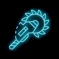 Neon icon of angle grinder cutting something with sparks vector