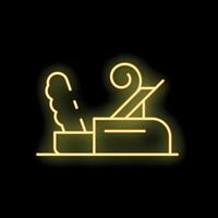 Neon sign of a jack plane for woodwork on a black background vector