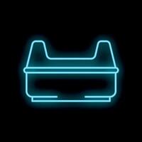 Glowing neon line empty cat litter box icon isolated on black background vector