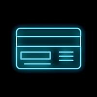 Neon credit card glowing on black background vector