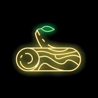 Glowing neon line wood log icon isolated on black background. Vector illustration