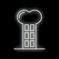 White neon sign shaped like a chef toque over black background vector