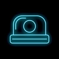 Neon icon of a police flashing siren light glowing on black background vector