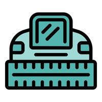 Combine harvester working on field filled with wheat icon vector outline