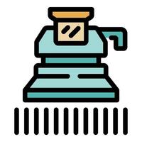 Combine harvester harvesting wheat in field icon vector outline