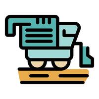 Combine harvester harvesting wheat in the field icon vector outline