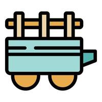 Mining cart with wooden support rails icon vector illustration