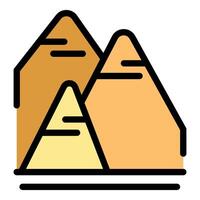Desert landscape with three pyramids standing tall under cloudy sky vector