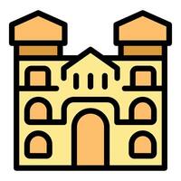 Big medieval castle with high towers icon vector