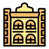 Old city hall building with large arched windows vector