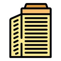 Modern building towering over city skyline vector