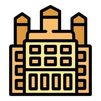 Big grain processing factory building icon representing agricultural industry vector