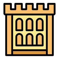 Medieval castle facade with fortified wall and merlons, showing strength and defense vector