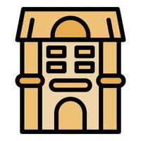 Classic building with arches and columns facade icon vector illustration