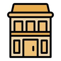 Two storey building with balcony facade showing windows and door vector