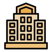 Modern apartment building facade with windows icon vector