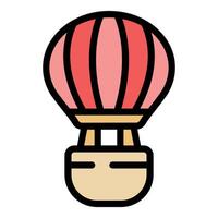 Red hot air balloon floating in sky filled with air vector
