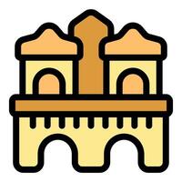 Ancient building with arches and towers representing historical architecture vector