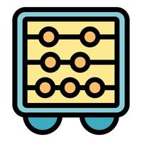 Wooden abacus showing numbers with colorful beads icon vector outline