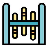 Medical test tubes holding blood samples in a rack being analyzed in a lab vector
