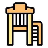 Wooden playground slide with stairs for kids having fun on playground vector