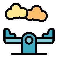 Empty seesaw balancing under two cartoon clouds on white background vector